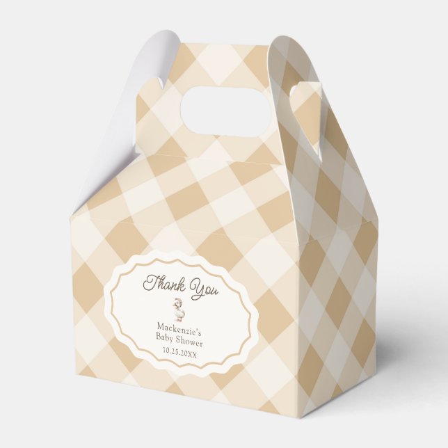 Gingham Goose Baby Shower Thank You Favor Box (Front Side)