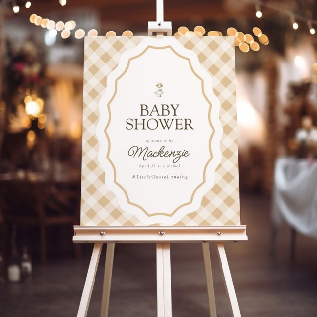 Gingham Goose Baby Shower Welcome Sign (Gingham Goose Baby Shower welcome sign
)