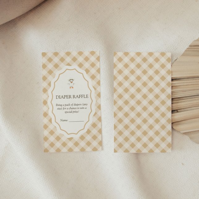 Gingham Goose Diaper Raffle Enclosure Card (Gingham Goose Baby Shower diaper raffle enclosure card)