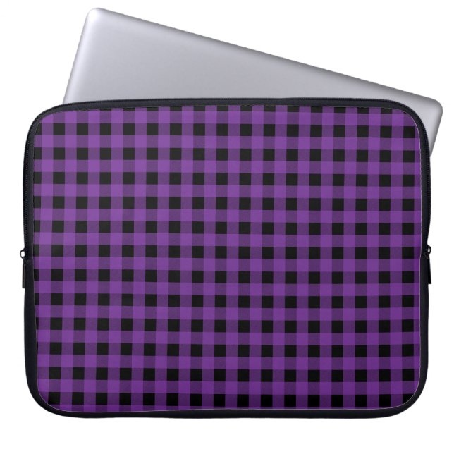 Gingham Grape and Black Laptop Sleeve (Front)