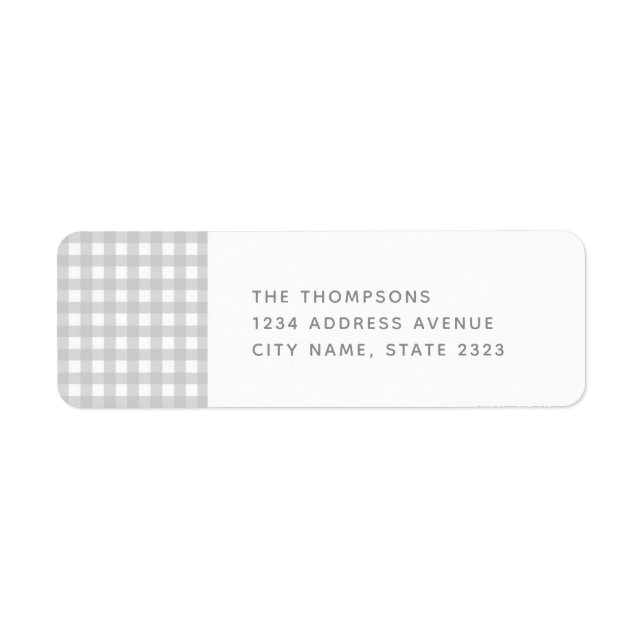 Gingham Gray White Check Pattern Return Address Label (Front)