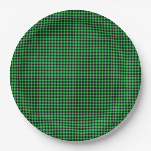 Gingham Green Black Classic Holiday Preppy Fun Paper Plates