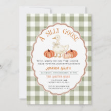 Gingham Green Fall Silly Goose Baby Shower