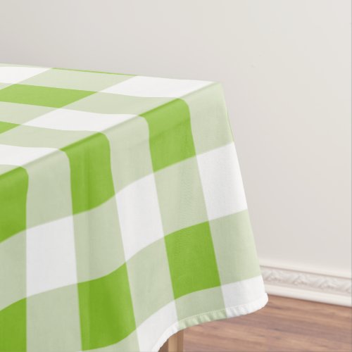 Gingham Green Summer Picnic Plaid Tablecloth