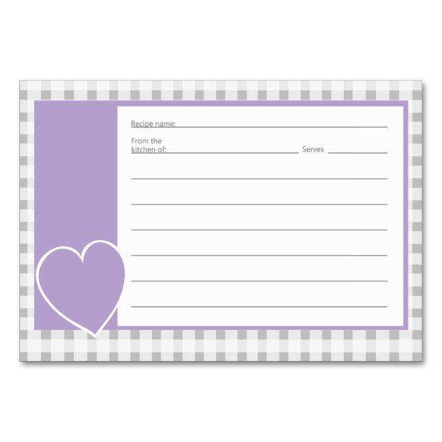 Gingham Grey Checker Pattern Recipe Cards (Front)