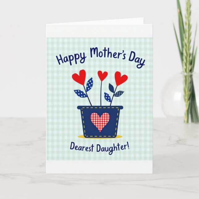 Gingham Heart Mothers Day Card (Front)