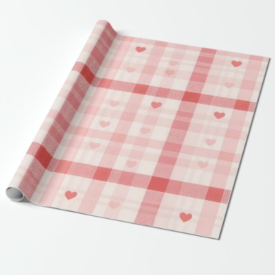 Gingham Hearts • Classic Sweet Valentine Seamless  Wrapping Paper