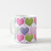 Gingham Hearts Pattern Coffee Mug (Front Left)