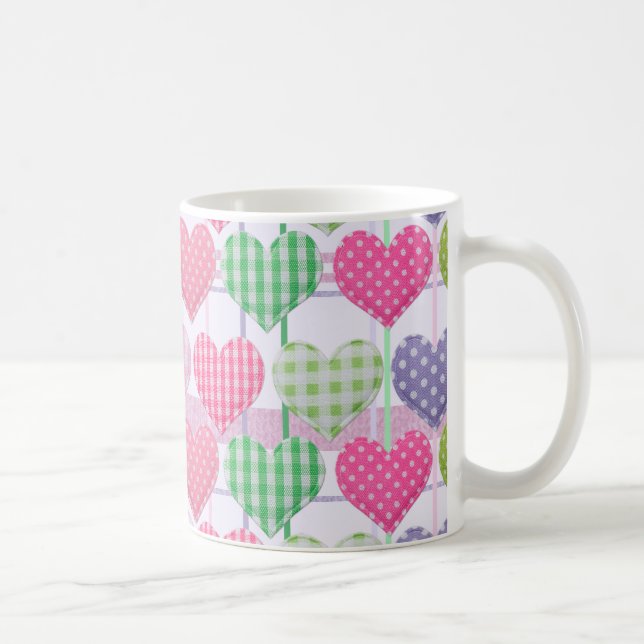 Gingham Hearts Pattern Coffee Mug (Right)