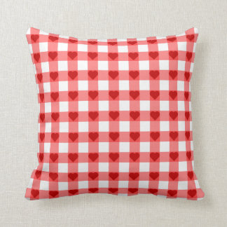 Gingham Hearts Throw Pillow