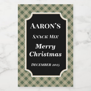 Gingham Holiday Food Kitchen Labels Gift Stickers