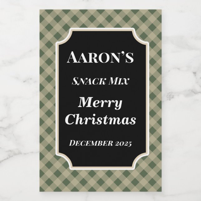 Gingham Holiday Food Kitchen Labels Gift Stickers (Single Label)