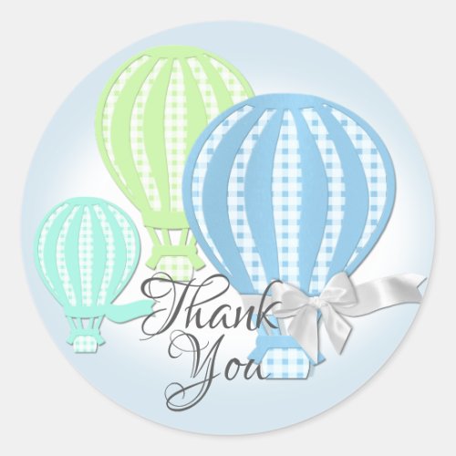 Gingham Hot Air Balloon Classic Round Sticker