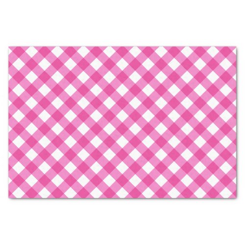 Gingham Hot Pink And White Pattern Tissue Paper