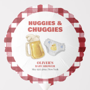 Gingham Huggies Chuggies Beer Diaper Baby Shower  Balloon