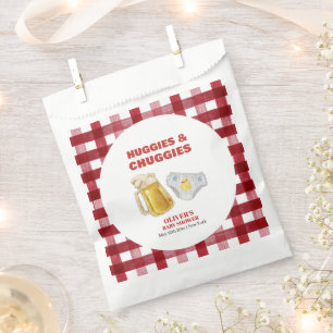 Gingham Huggies Chuggies Beer Diaper Baby Shower Favor Bag