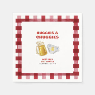Gingham Huggies Chuggies Beer Diaper Baby Shower Napkins