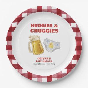 Gingham Huggies Chuggies Beer Diaper Baby Shower Paper Plates