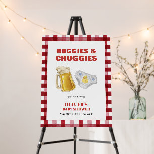 Gingham Huggies Diaper Baby Shower Welcome Sign