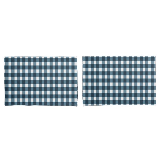 Gingham Indigo Blue Pattern Pillow Case (Front-Set)