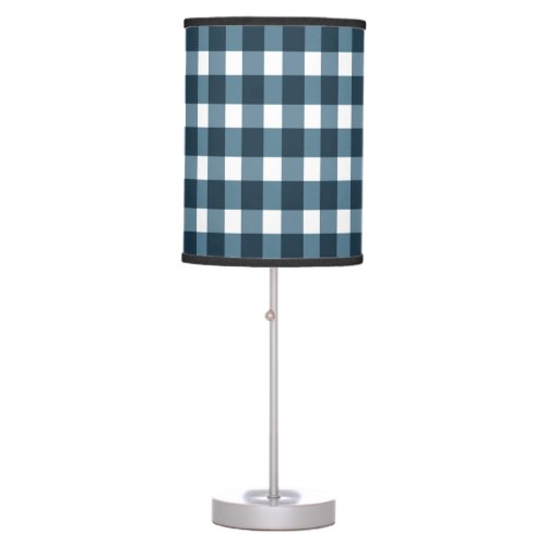 Gingham Indigo Blue Pattern Table Lamp