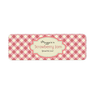 Gingham Jam Jar Labels, Customize Label