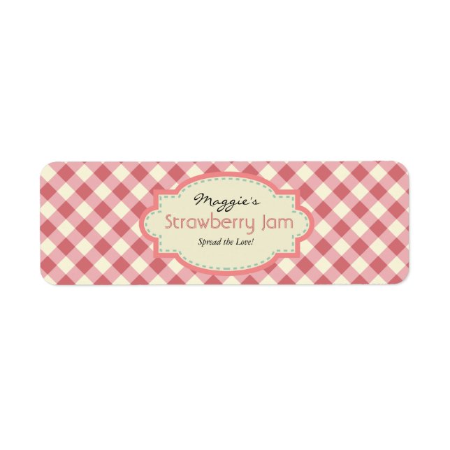 Gingham Jam Jar Labels, Customize Label (Front)