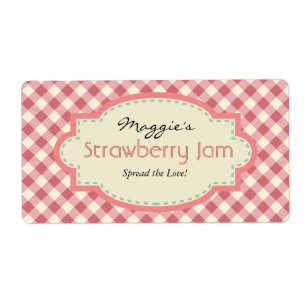 Gingham Jam Jar Labels, Customize Label
