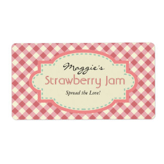 Gingham Jam Jar Labels, Customize Label