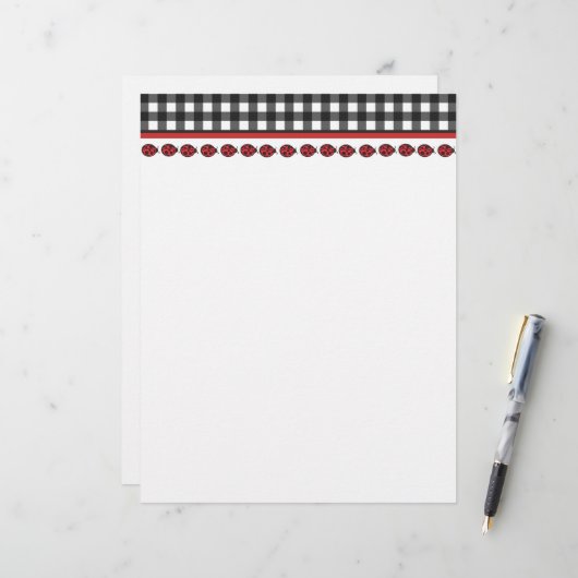 Gingham Ladybug Letterhead (Front/Back In Situ)