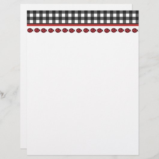 Gingham Ladybug Letterhead (Front/Back)