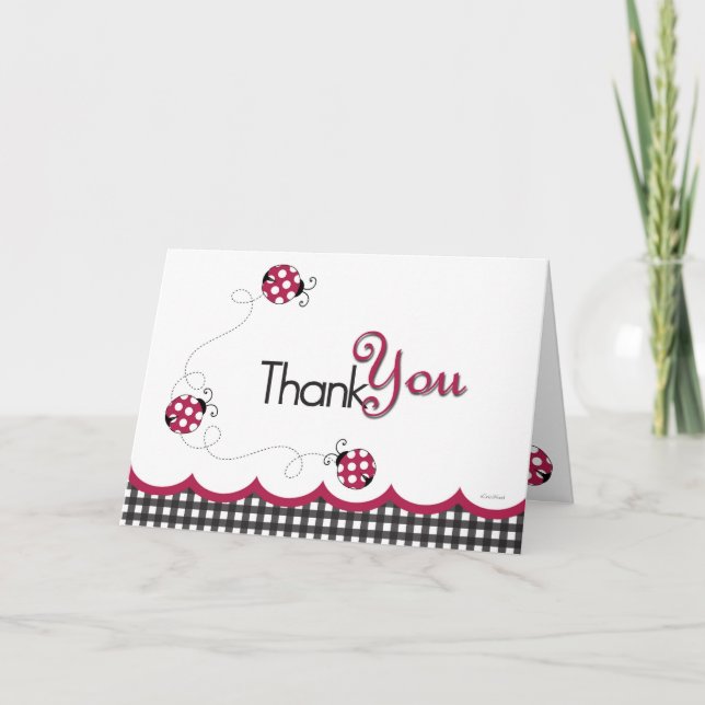 Gingham Ladybug Thank You Card (Front)