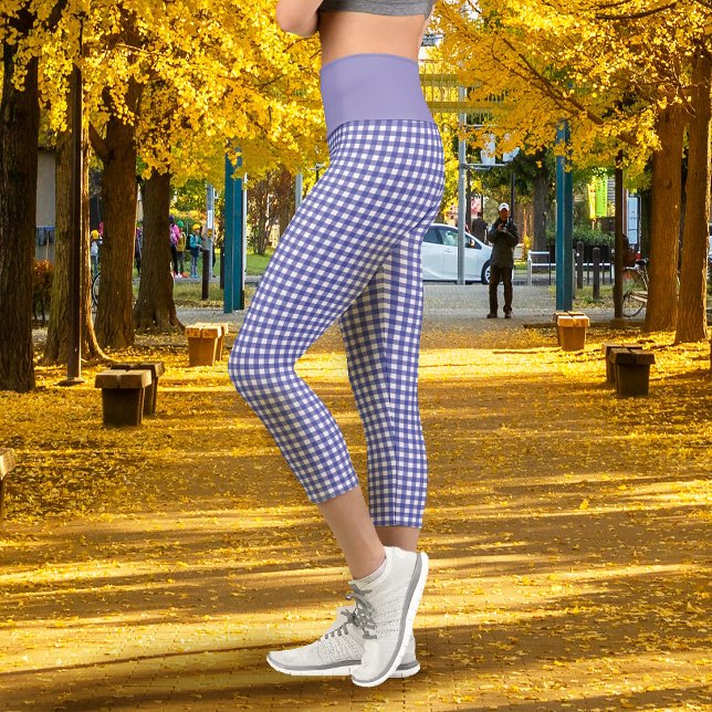 Gingham Lavender  Capri Leggings (Gingham Lavender Capri Leggings)