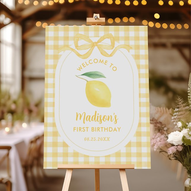 Gingham Lemon Themed 1st Birthday Foam Board (Creator Uploaded)
