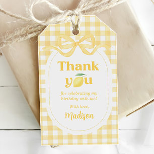 Gingham Lemon Themed 1st Birthday Gift Tags