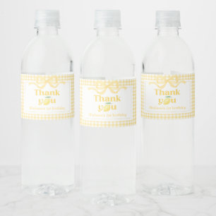 Gingham Lemon Themed 1st Birthday Water Bottle Label