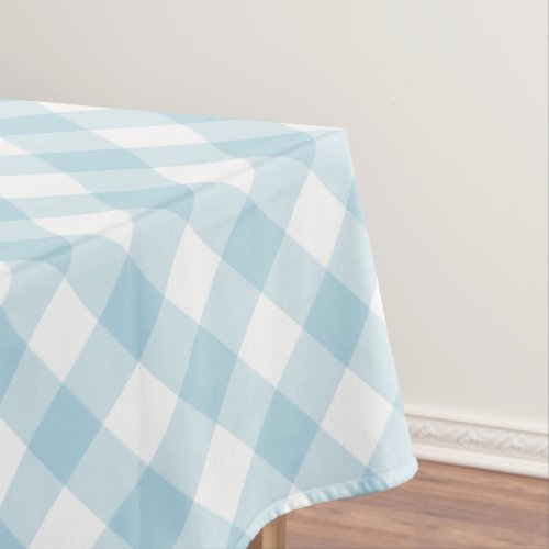 Gingham Light Blue And White Plaid Pattern Tablecloth