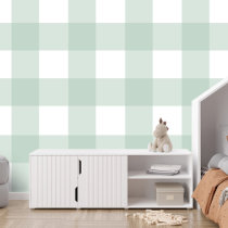 Gingham light green check cute simple large plaid wallpaper
