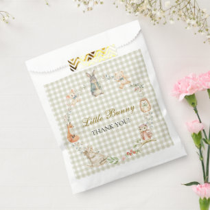 Gingham Little Bunny Woodland Animals Baby Shower Favor Bag