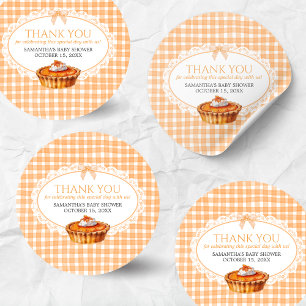 Gingham Little Cutie Pie Baby Shower Classic Round Sticker