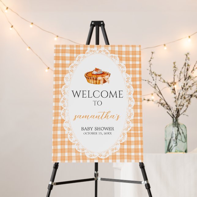 Gingham Little Cutie Pie Baby Shower Welcome Sign (In Situ (Stand))