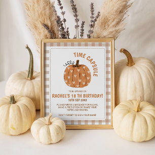 Gingham Little Pumpkin Time Capsule Table Sign