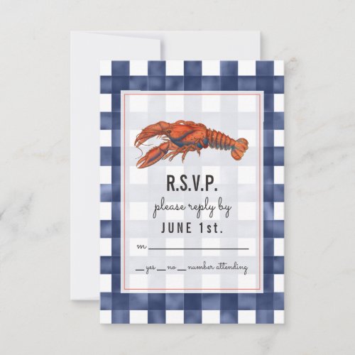 Gingham Lobster Rustic Wedding RSVP