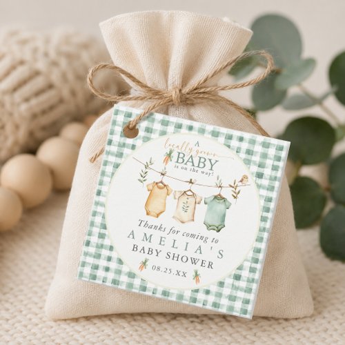 Gingham Locally Grown Baby Clothesline Baby Shower Favor Tags