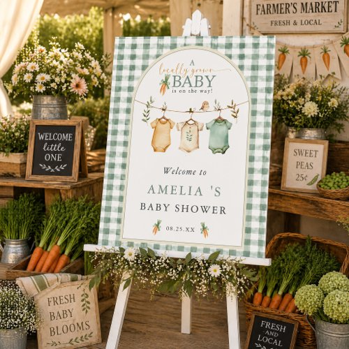 Gingham Locally Grown Baby Clothesline Baby Shower Foam Board