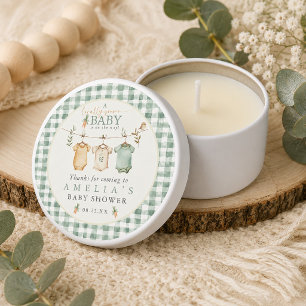 Gingham Locally Grown Baby Clothesline Baby Shower Mini Candle Favors