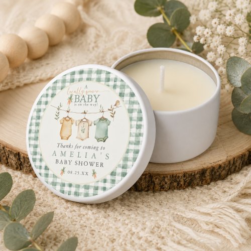 Gingham Locally Grown Baby Clothesline Baby Shower Mini Candle Favors