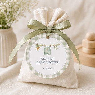 Gingham Locally Grown Baby Shower Party Favor Tags