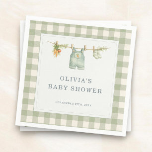 Gingham Locally Grown Baby Shower Party Napkins