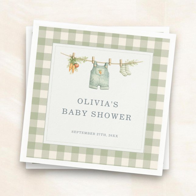 Gingham Locally Grown Baby Shower Party Napkins (Creator Uploaded)
